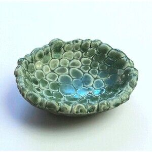 Vtg Art Pottery Hand Built Pebble Design Footed Trinket Dish Hartman Pottery